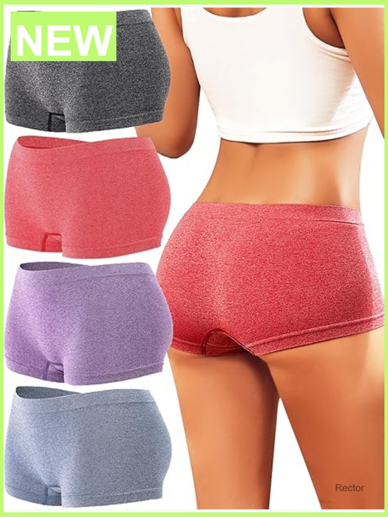 Women's Seamless Boy Shorts Underwear Boxer Briefs Full Coverage Soft Stretch 4